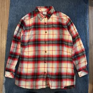 Columbia Sportswear Flannel Shirt Size L Red Plaid 100% Cotton NWT Long Sleeve